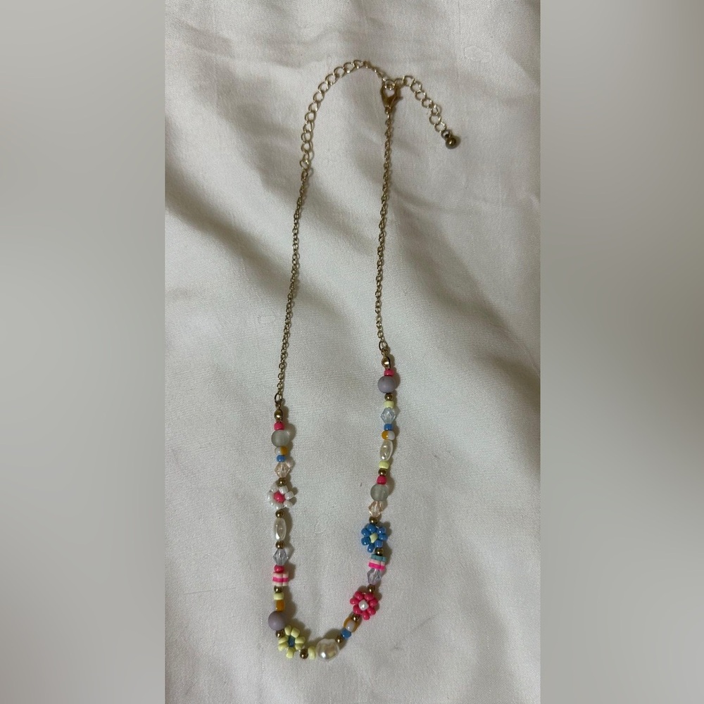 Target Multicolor Beaded Necklace with Gold Chain